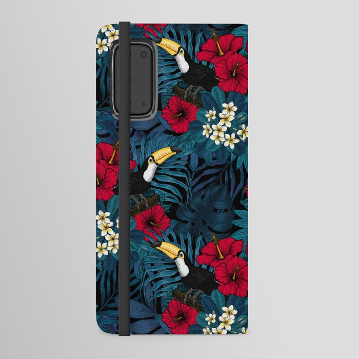 Toucans and tropical flora, green and red Android Wallet Case