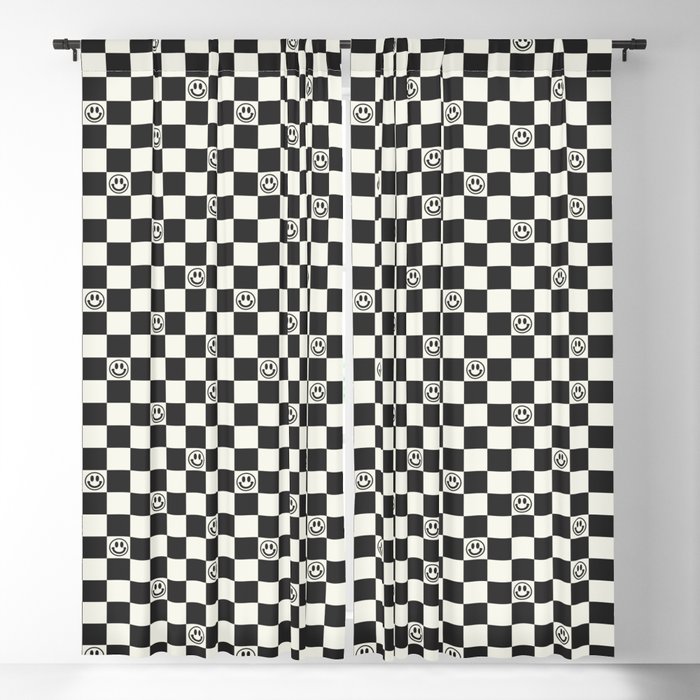 Smiley Face & Checkerboard  Blackout Curtain