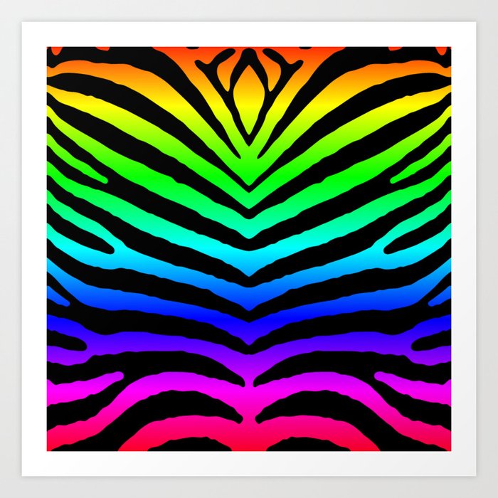 Neon Rainbow Zebra Animal Print Art Print
