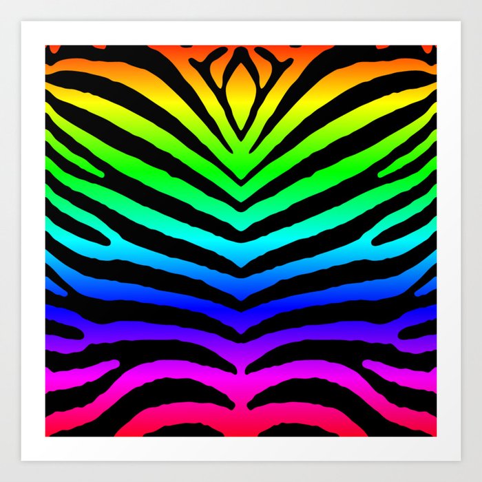 Neon Rainbow Zebra Animal Print Art Print By Podartist Society6