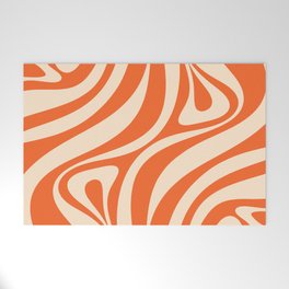 New Groove Retro Abstract Pattern Vertical in Orange Tangerine Cream Welcome Mat