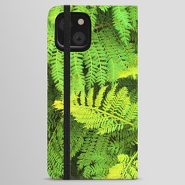 Crazy colored nature serie: crazy green fern leaves iPhone Wallet Case