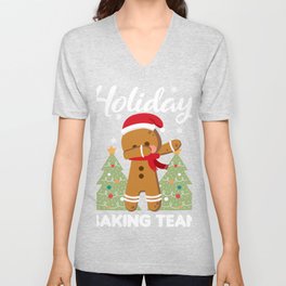 Holiday Baking Dabbing Gingerbread Christmas Gift Unisex V-Neck