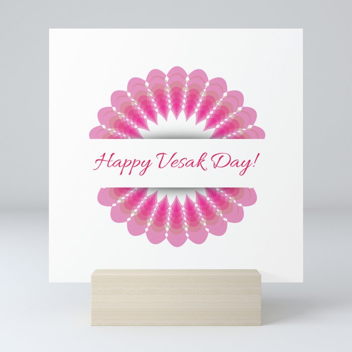 Vesak day with pink lotus. Lotus is associated with fortune according to Buddhism Mini Art Print