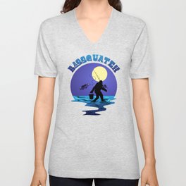 Fishing Bigfoot Pun Bassquatch Sasquatch Lover Angler V Neck T Shirt