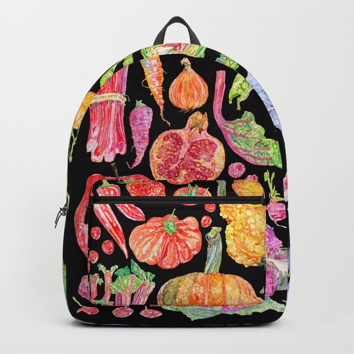 Rainbow of Fruits and Vegetables Dark Backpack