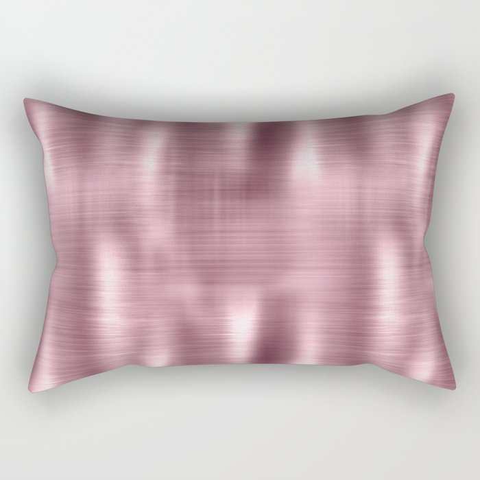 Pink Brushed Metallic Texture Rectangular Pillow