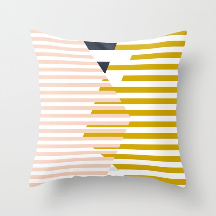 bauhaus - abstract mikado - mustard and blushpink Throw Pillow