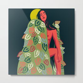 Mother Nature  Metal Print | Woman, Graphicdesign, Moon, Sub, Mountains, Florest, Mother, Leaves, Nature, Mountain 