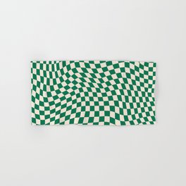 70s Retro Groovy Green Swirled Checker Pattern Hand & Bath Towel