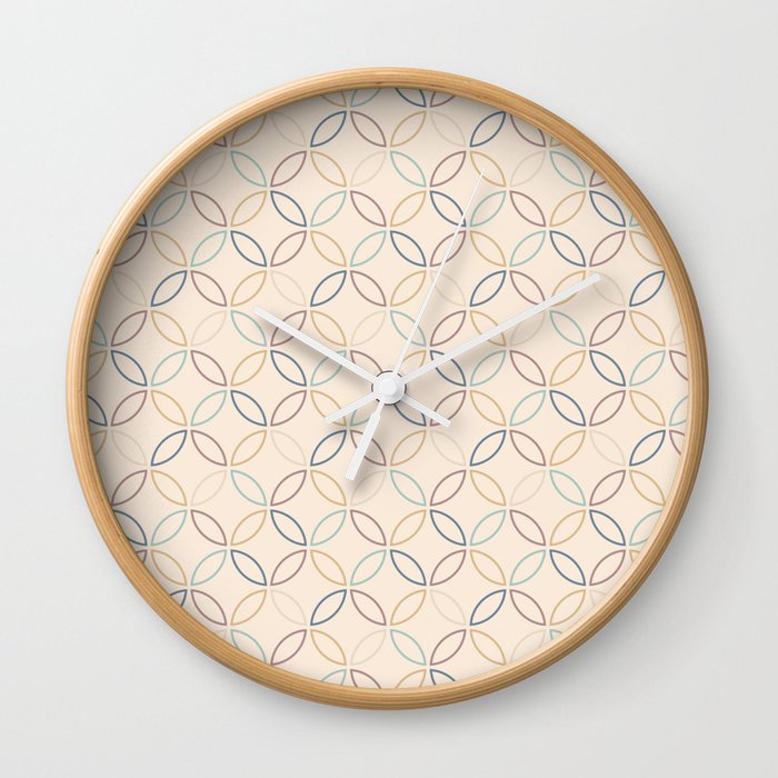 Four Leaf cement circle tile. Geometric circle decor pattern. Digital Illustration background Wall Clock