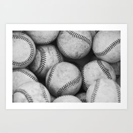Baseballs Black & White Graphic Illustration Design Art Print