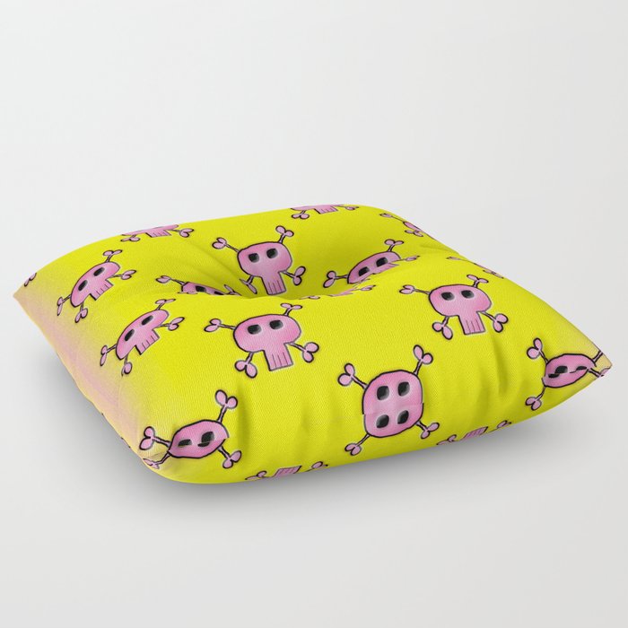 Pink Lemonade Punk Skulls Floor Pillow