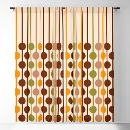 Retro 60s hanging circles & stripes brown orange cream Blackout Curtain