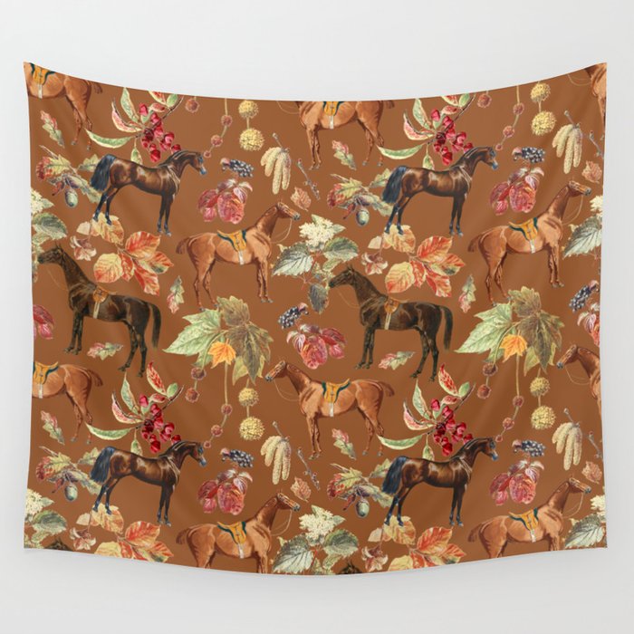 AUTUMN HORSES & Sugar Almond background  Wall Tapestry