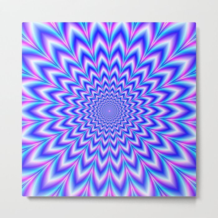 Psychedelic Pulse in Blue and Pink Metal Print