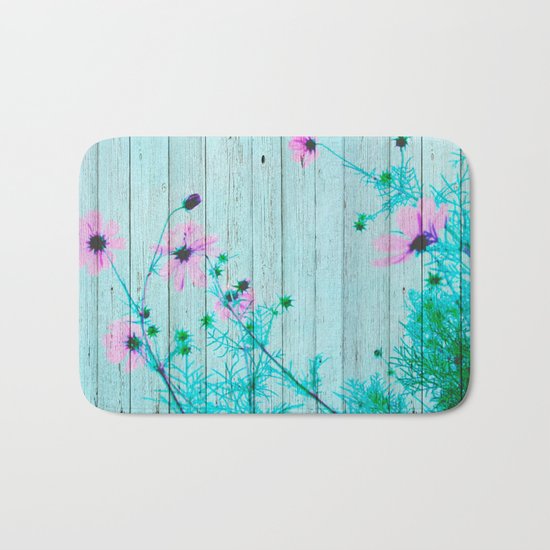 Sweet Flowers on Wood 03 Bath Mat
