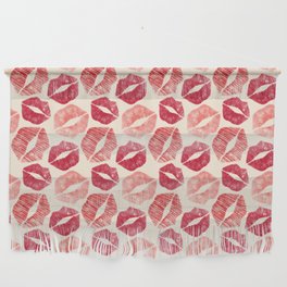 Pattern Lips in Red Lipstick Wall Hanging