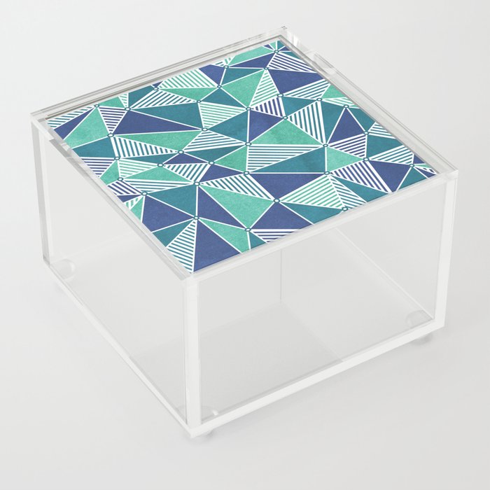 Irregular Handpainted Triangles - Teal, Aqua, Blue Acrylic Box