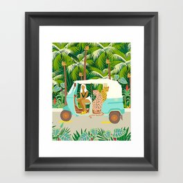 Rikshaw ride with Javan leopards in Bali | Tropical Nature Jungle Bohemian Wildlife Travel Framed Art Print