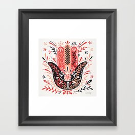 Hamsa Hand – Red & Black Palette Framed Art Print