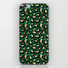 Green Gold Leopard Pattern iPhone Skin