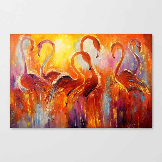 Graceful flamingos Canvas Print
