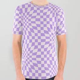 Warped Checkerboard Print - Purple All Over Graphic Tee