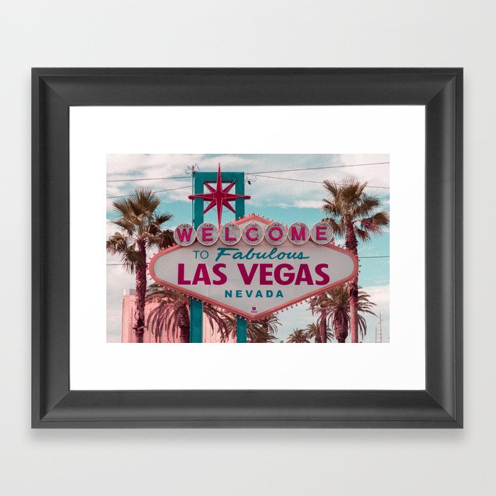 The Fabulous Las Vegas Sign, Retro Vintage Fine Art Photography Framed Art Print