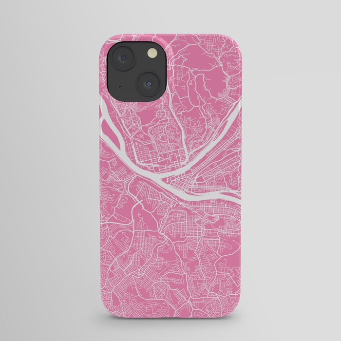 Pittsburgh map pink iPhone Case