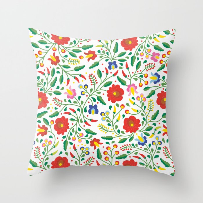Hungarian Matyo Embroidery Throw Pillow