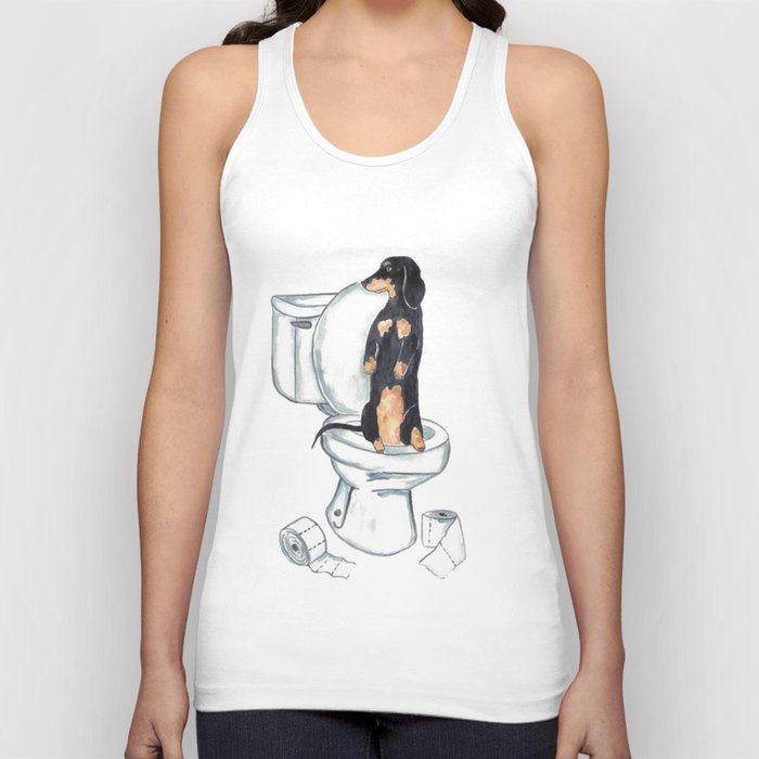 Dachshund dog toilet Painting Wall Poster Watercolor Tank Top