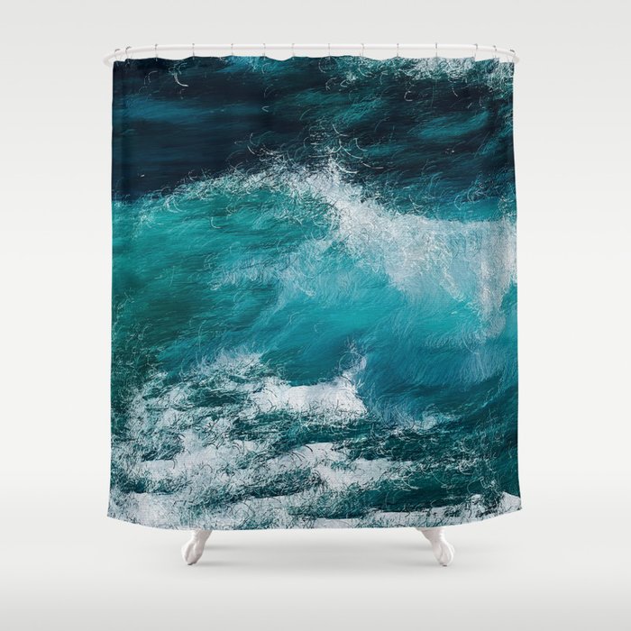 Blue Ocean Waves Shower Curtain