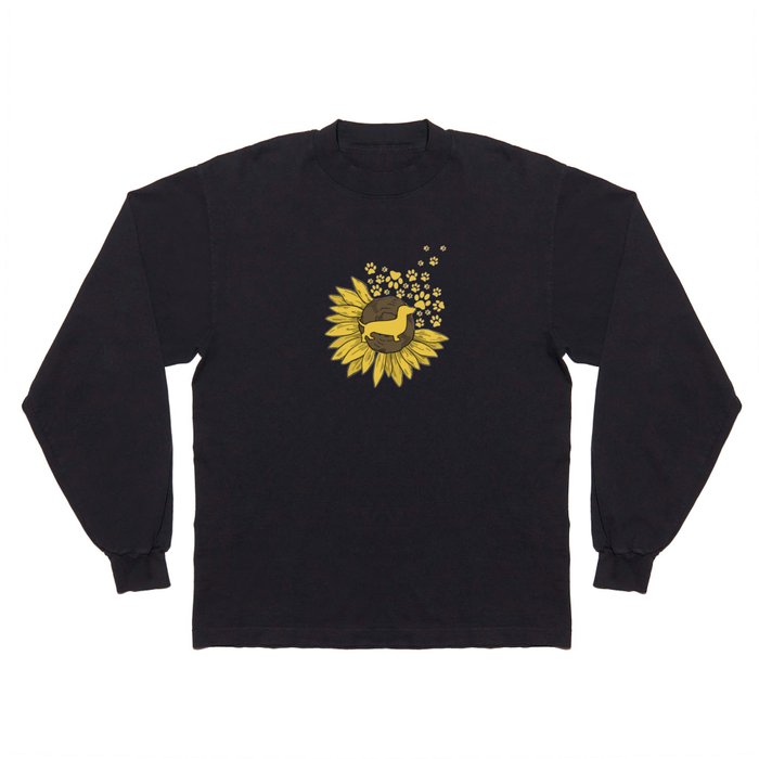 Sunflower with paws and dachshund Long Sleeve T Shirt