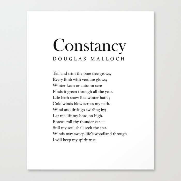 Constancy - Douglas Malloch Poem - Literature - Typography Print 1 Canvas Print