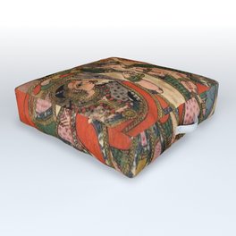 Hindu Krishna Ganesh Tapestry Outdoor Floor Cushion