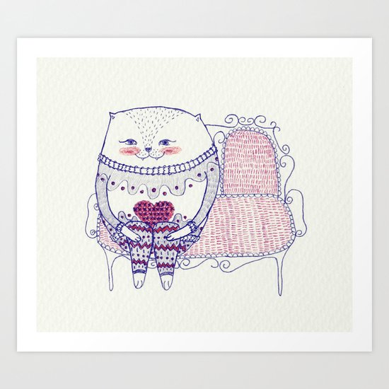 waiting cat Art Print