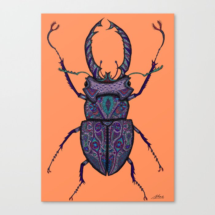 Psychedelic Stag Beetle  Canvas Print