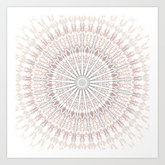 Beige White Mandala Art Print