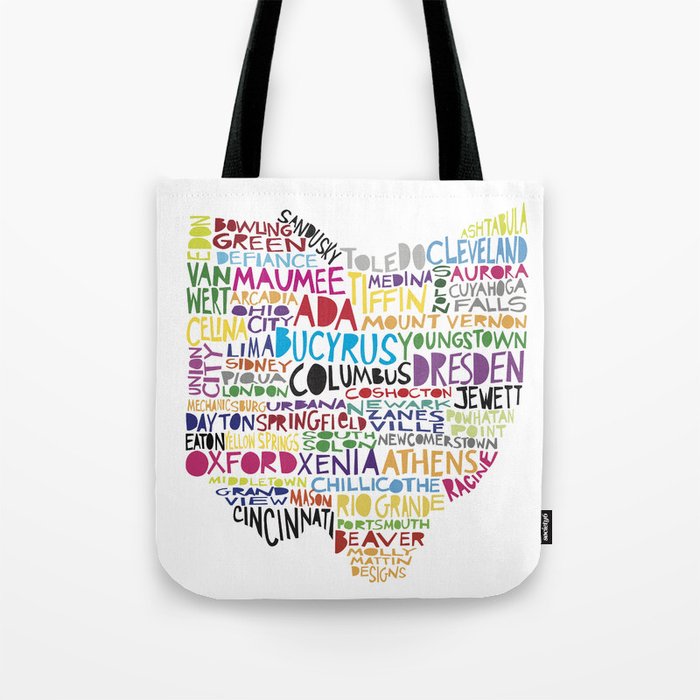 Ohio colorful typography art Tote Bag