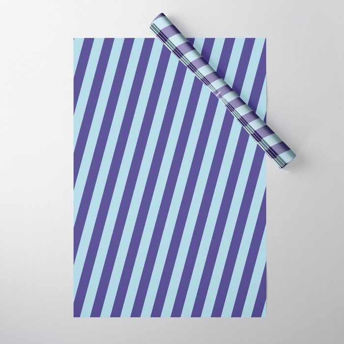 Light Blue and Dark Slate Blue Colored Lines Pattern Wrapping Paper