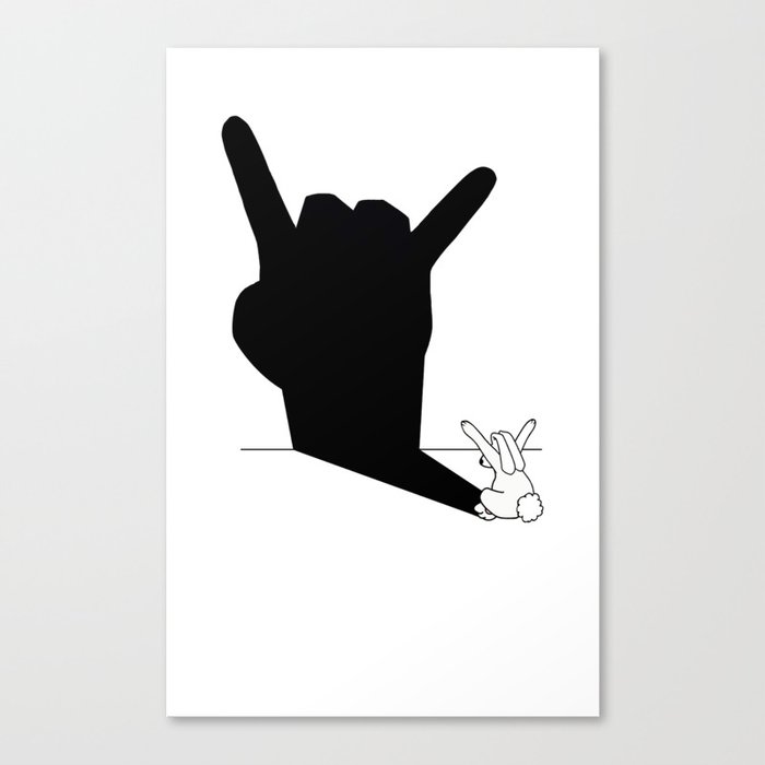 Rabbit Rock and Roll Hand Shadow Canvas Print