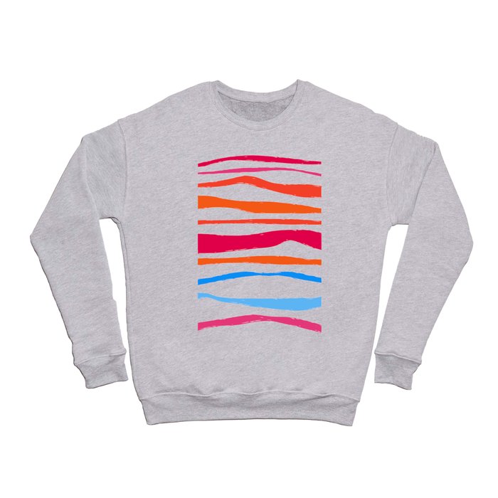 Fold - Colorful Summer Vibes Retro Stripes Art Design in Pink and Blue Crewneck Sweatshirt