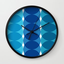 Retro psychadelic 60s 70s circles colorful getometric pattern - blue Wall Clock