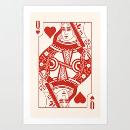 Red Queen of Hearts – Vintage Playing Card Art Print