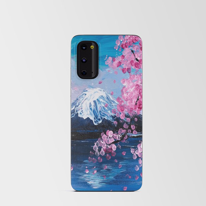 elegant japanese Fuji mountain spring lake sakura pink flowers cherry blossom  Android Card Case