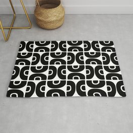 Groovy Mid Century Modern Pattern Black and White Area & Throw Rug