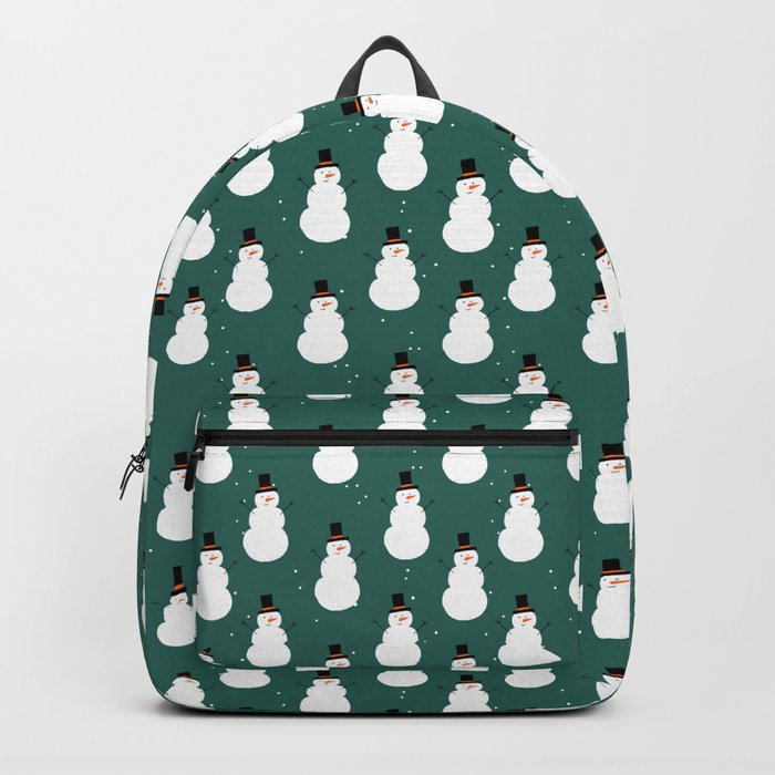 Happy Snowman - Green Backpack