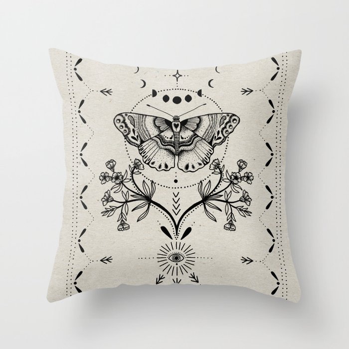 Magical Moth Throw Pillow