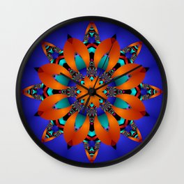 Decorative kaleidoscope flower with tribal patterns Wall Clock | Abstract, Digital, Pattern 
